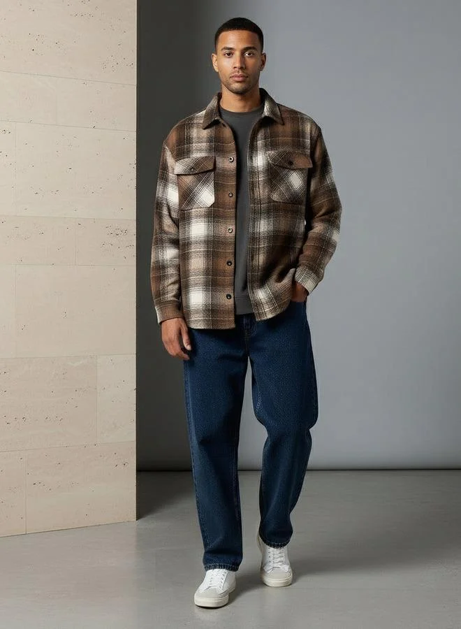 سبلاش فيڤ Men Regular Fit Flap Pockets Shacket