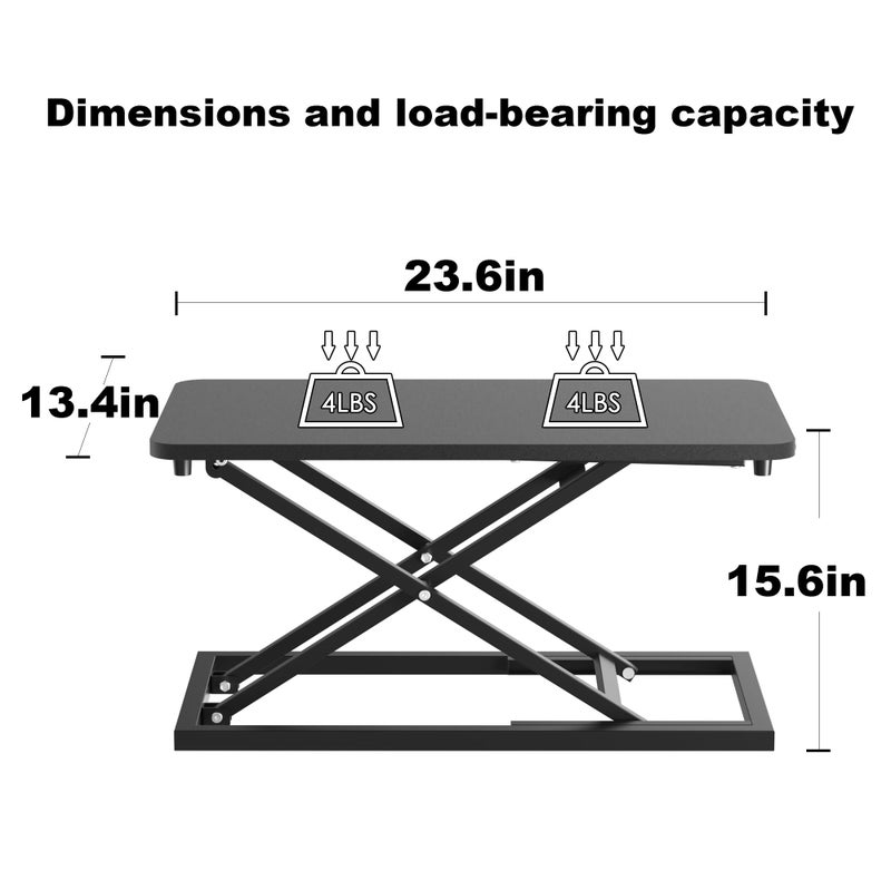 Decoholic Single 24 inch Scissors Lift Keyboard and Mouse Riser, Height Adjustable Standing Desk Converter for Ergonomic Sit Stand Workstationsï¼Œsuitable to hold large/small items (24inch, Black) - Image 3