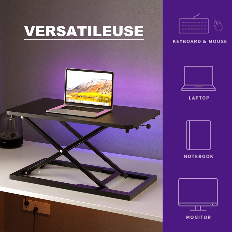 Decoholic Single 24 inch Scissors Lift Keyboard and Mouse Riser, Height Adjustable Standing Desk Converter for Ergonomic Sit Stand Workstationsï¼Œsuitable to hold large/small items (24inch, Black) - Image 5