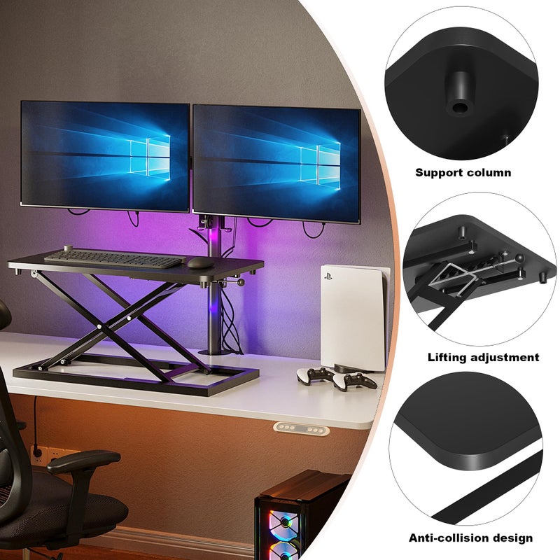 Decoholic Single 24 inch Scissors Lift Keyboard and Mouse Riser, Height Adjustable Standing Desk Converter for Ergonomic Sit Stand Workstationsï¼Œsuitable to hold large/small items (24inch, Black) - Image 4