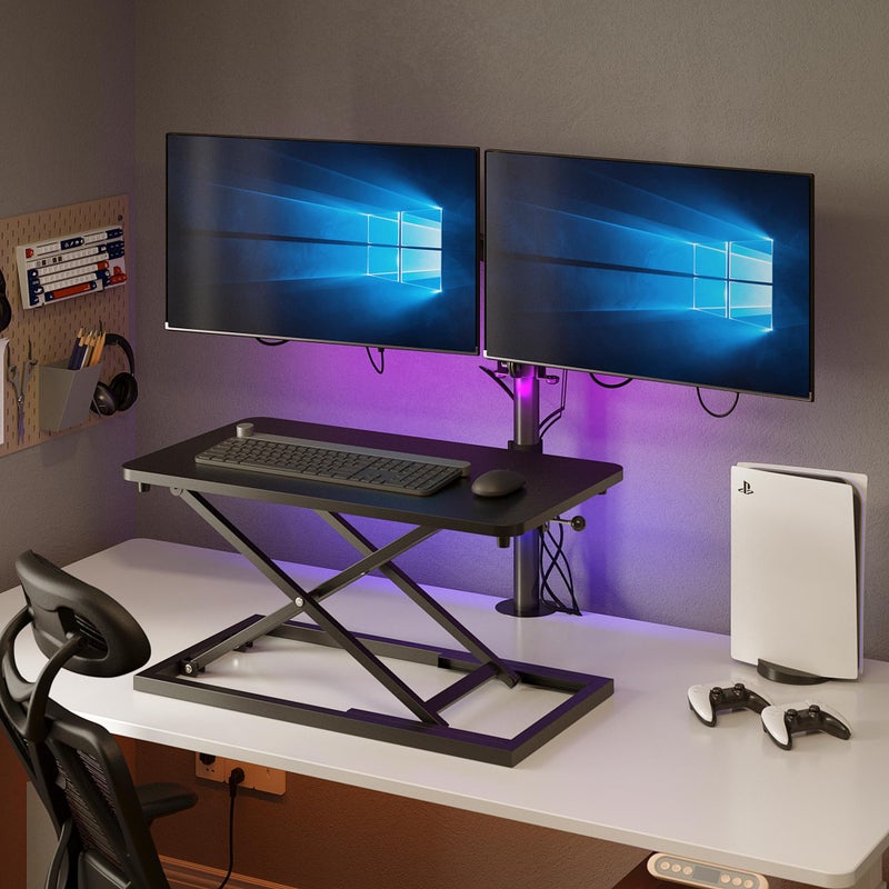 Decoholic Single 24 inch Scissors Lift Keyboard and Mouse Riser, Height Adjustable Standing Desk Converter for Ergonomic Sit Stand Workstationsï¼Œsuitable to hold large/small items (24inch, Black) - Image 2