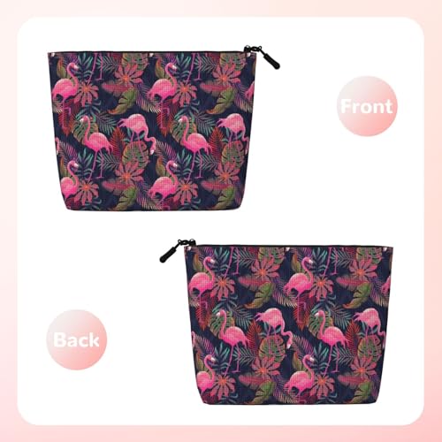 MINIOZE Tropical Pink Flamingo And Palm Leaves Makeup Bag Travel Cosmetic Bag Organizer Toiletry Bag Make Up Bags For Women Girls Large Light - Image 3