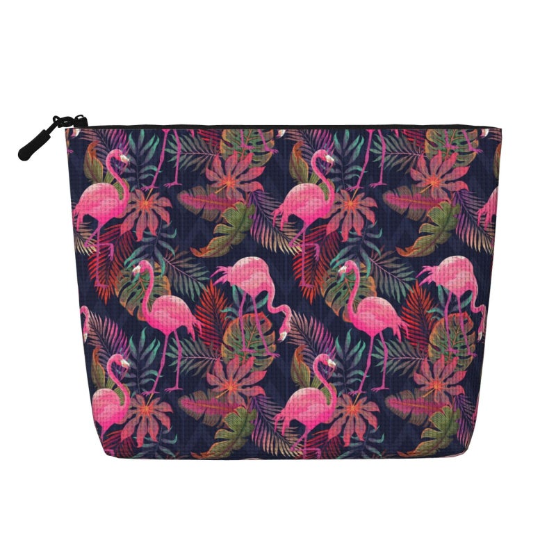 MINIOZE Tropical Pink Flamingo And Palm Leaves Makeup Bag Travel Cosmetic Bag Organizer Toiletry Bag Make Up Bags For Women Girls Large Light - Image 2