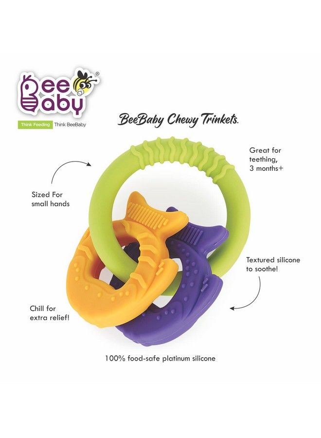 Beebaby Chewy Trinkets Soft Silicone Teether For 3 To 6 Months Baby Infants. Multiple Textured Surface And Ring To Massage Babies Gums With Easy To Grip 100% Bpa Free And Food Grade. (Goldfish Shape 3M+) - Image 5