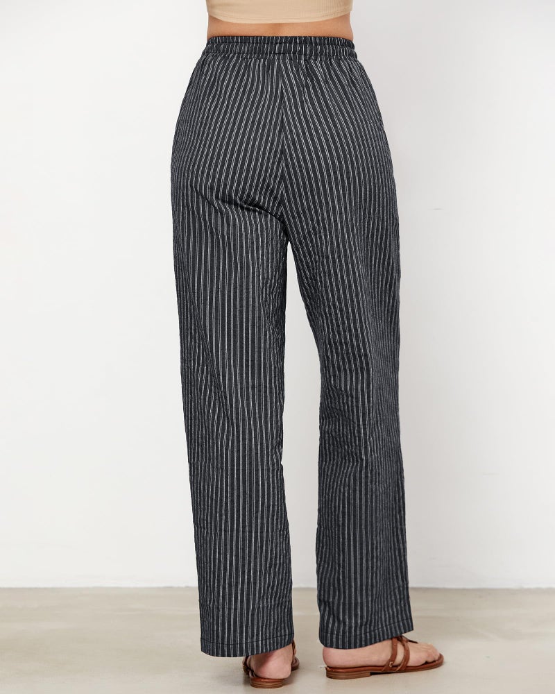GRAPENT Black High Waisted Pants Black Pants for Women Cotton for Women Resort Outfits Ladies Women's White Stripe Size Large US 12 to 14 - Image 3