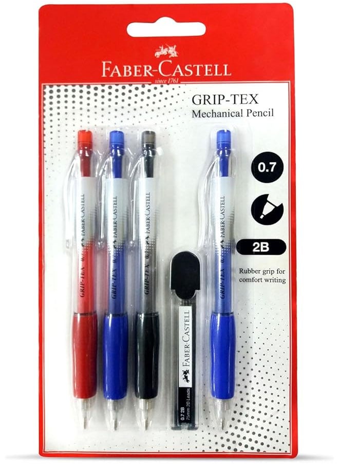 FABER-CASTELL - Grip Tex Mechanical Pencil Pack Of 4 0.7 Mm - Image 1