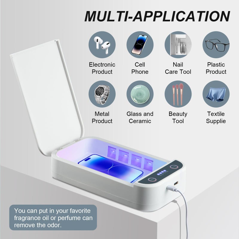 Soiiw Nail Tool Sterilizer Box Portable with Blue Light,USB Sterilizer Cleaning Box for Nail Salon, Tweezers, Jewelry, Phone, Manicure Tools - Image 5