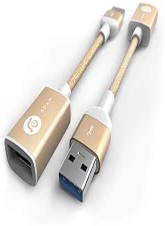 ADAM ELEMENTS USB Type C to A Adapter Connector Cable Aluminum Caps 13cm Braided Cord Gold 