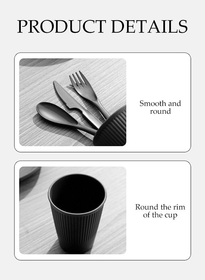DUNISO 32pcs Wheat Straw Dinnerware Set Unbreakable and Reusable Light Weight Dinner Set Black Portable Outdoor Camping Dishes Set Plates Bowls Cups Tableware Set - Image 5