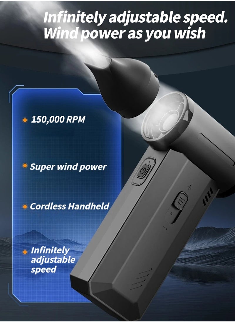 Compressed Air Duster, Electric Air Duster and Vacuum 2 in 1 with 4 Adjustable Speeds, 150,000 RPM, 4000mAh Battery, 120W Power, and 20,000Pa Suction
