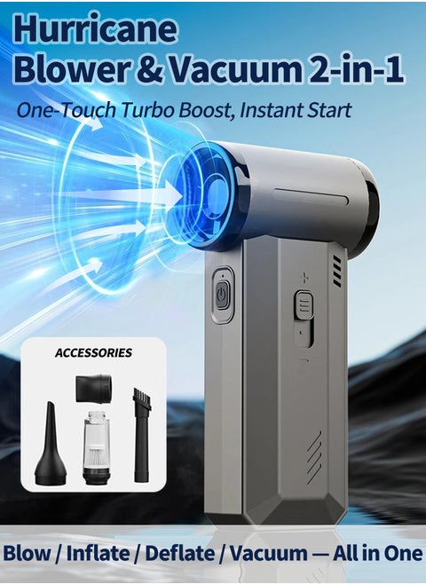Compressed Air Duster, Electric Air Duster and Vacuum 2 in 1 with 4 Adjustable Speeds, 150,000 RPM, 4000mAh Battery, 120W Power, and 20,000Pa Suction