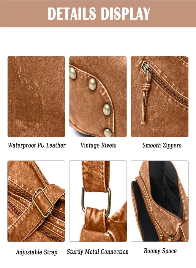 LassZone Soft Leather Handbags for Women Multi-Pocket Crossbody Bag Waterproof Shoulder Bag Ladies Satchel Casual Messenger Bags - Image 5