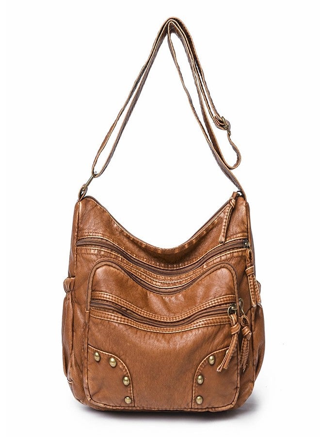 LassZone Soft Leather Handbags for Women Multi-Pocket Crossbody Bag Waterproof Shoulder Bag Ladies Satchel Casual Messenger Bags - Image 1