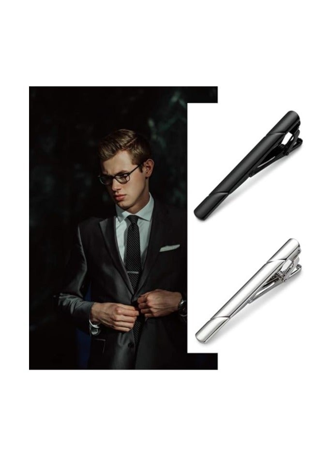 JEEJPV Tie Clips for Men, Black Gold Blue Gray Silver Tie Bar Set for Regular Ties, Luxury Box Gift Ideas - Image 5