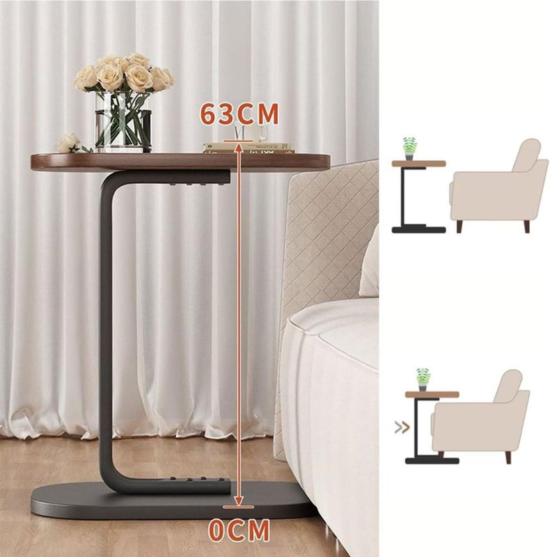 Uand home Side Table Small End Table,C-Shaped Wood Sofa Table with Metal Frame,Modern Minimalist Tea Coffee Table for Living Room, Bedroom, Small Spaces - Image 5