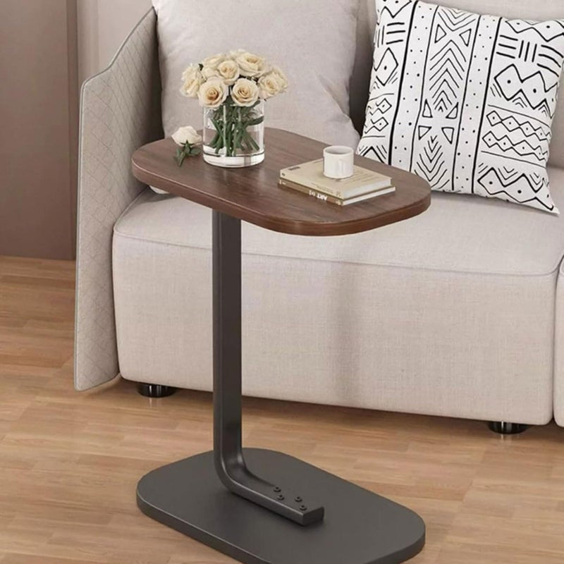 Uand home Side Table Small End Table,C-Shaped Wood Sofa Table with Metal Frame,Modern Minimalist Tea Coffee Table for Living Room, Bedroom, Small Spaces - Image 1