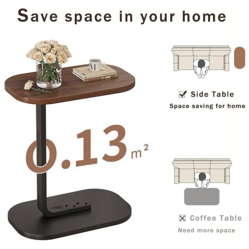 Uand home Side Table Small End Table,C-Shaped Wood Sofa Table with Metal Frame,Modern Minimalist Tea Coffee Table for Living Room, Bedroom, Small Spaces - Image 4