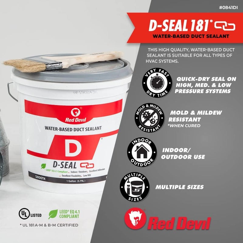 Red Devil 0841DS4 RD-DS 181 Acrylic Latex Duct Sealant, 1/2 Gallon, Gray, 4 Pack - Image 3