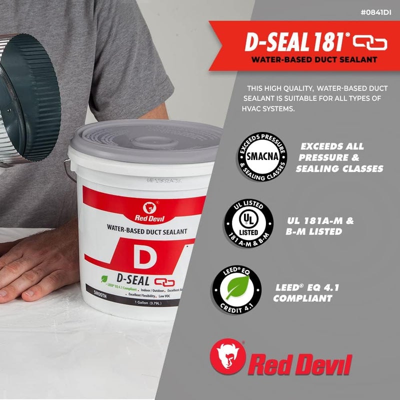 Red Devil 0841DS4 RD-DS 181 Acrylic Latex Duct Sealant, 1/2 Gallon, Gray, 4 Pack - Image 4