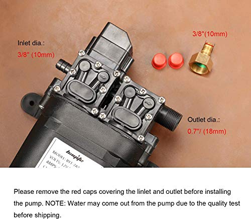 bayite 12V DC Fresh Water Pump 7.5 L/Min 2 GPM 100 PSI 12 Volt Diaphragm Self Priming Sprayer Pump with Pressure Switch for RV Camper Marine Boat - Image 2