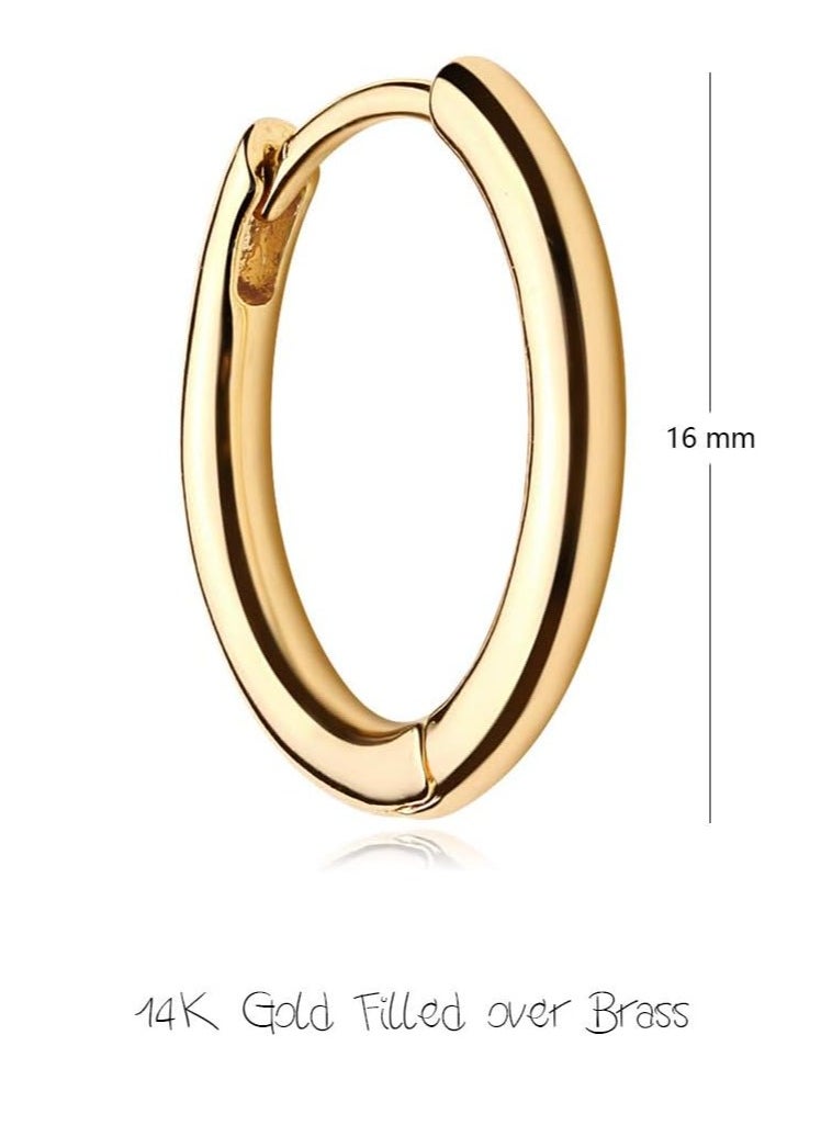 Mevecco - Women Huggie Earrings Gold Hoop 14K Gold Filled Small Simple Handmade Hypoallergenic Everyday Jewelry - Image 1