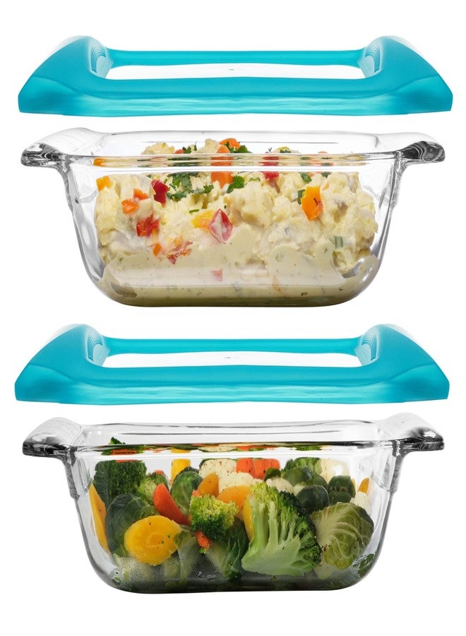 Libbey Baker’s Premium 8x8 Inch Glass Baking Dish Set of 2 with Lids, Stackable Bakeware with GreatGrip Handles, Durable Covered Square Dishes - Image 1