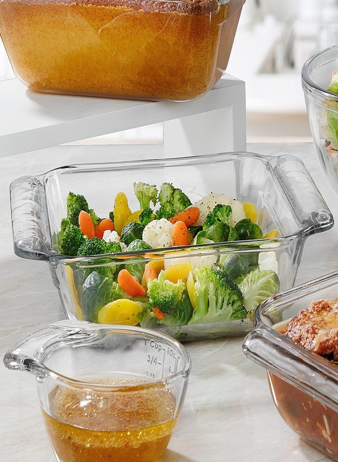 Libbey Baker’s Premium 8x8 Inch Glass Baking Dish Set of 2 with Lids, Stackable Bakeware with GreatGrip Handles, Durable Covered Square Dishes - Image 4