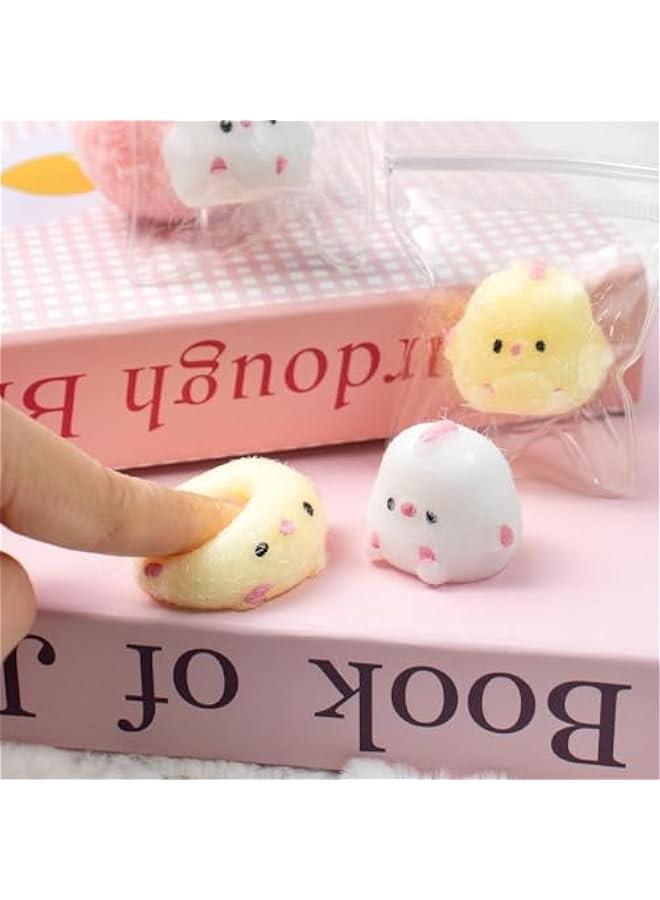 4pcs Mini Taba Squishies Squichy Chick Toy Party Favors for Kids, Fufu Squishy Fidget Toys Small Chick White/Yellow Squeeze Toy for Stress Relief Suitable for Adults Kids - Image 4