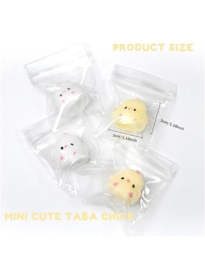 4pcs Mini Taba Squishies Squichy Chick Toy Party Favors for Kids, Fufu Squishy Fidget Toys Small Chick White/Yellow Squeeze Toy for Stress Relief Suitable for Adults Kids - Image 2