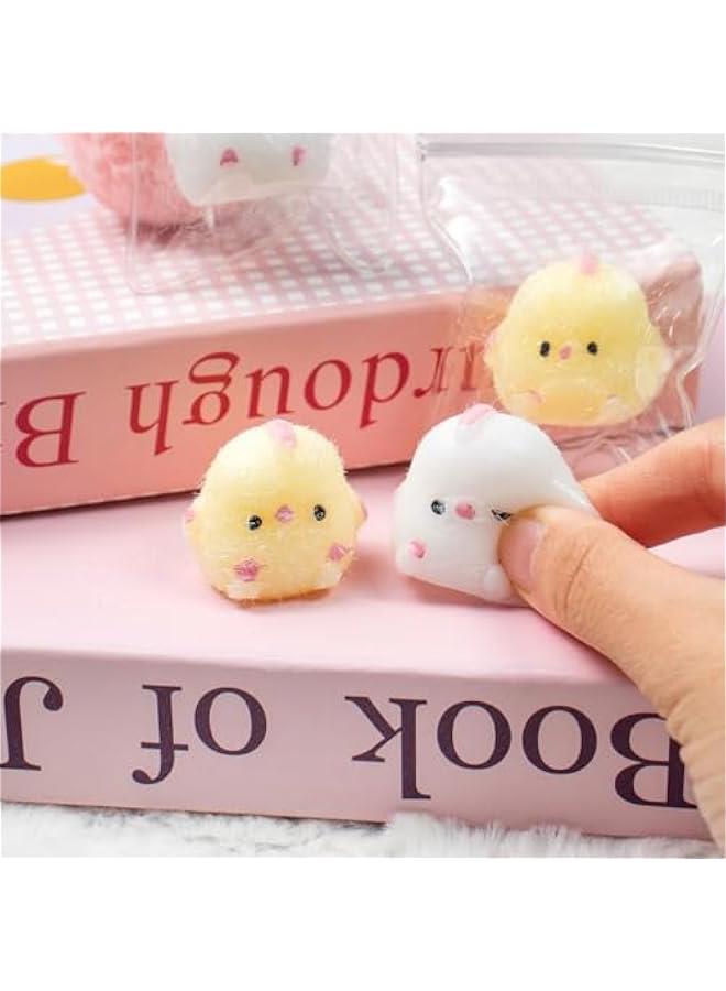 4pcs Mini Taba Squishies Squichy Chick Toy Party Favors for Kids, Fufu Squishy Fidget Toys Small Chick White/Yellow Squeeze Toy for Stress Relief Suitable for Adults Kids - Image 5