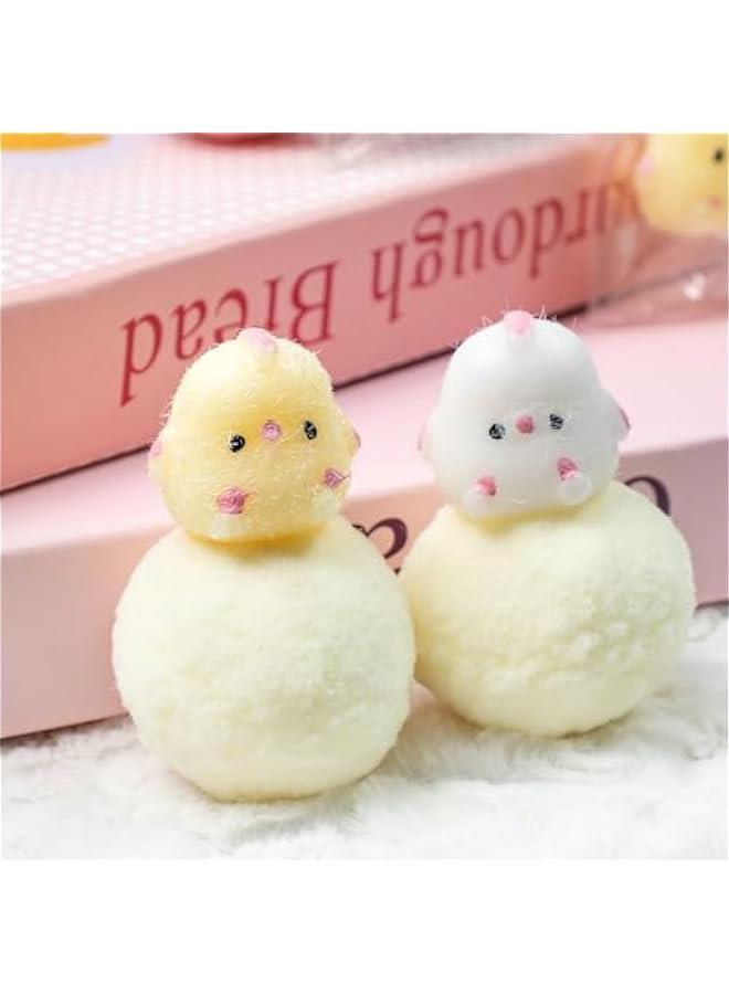 4pcs Mini Taba Squishies Squichy Chick Toy Party Favors for Kids, Fufu Squishy Fidget Toys Small Chick White/Yellow Squeeze Toy for Stress Relief Suitable for Adults Kids - Image 3