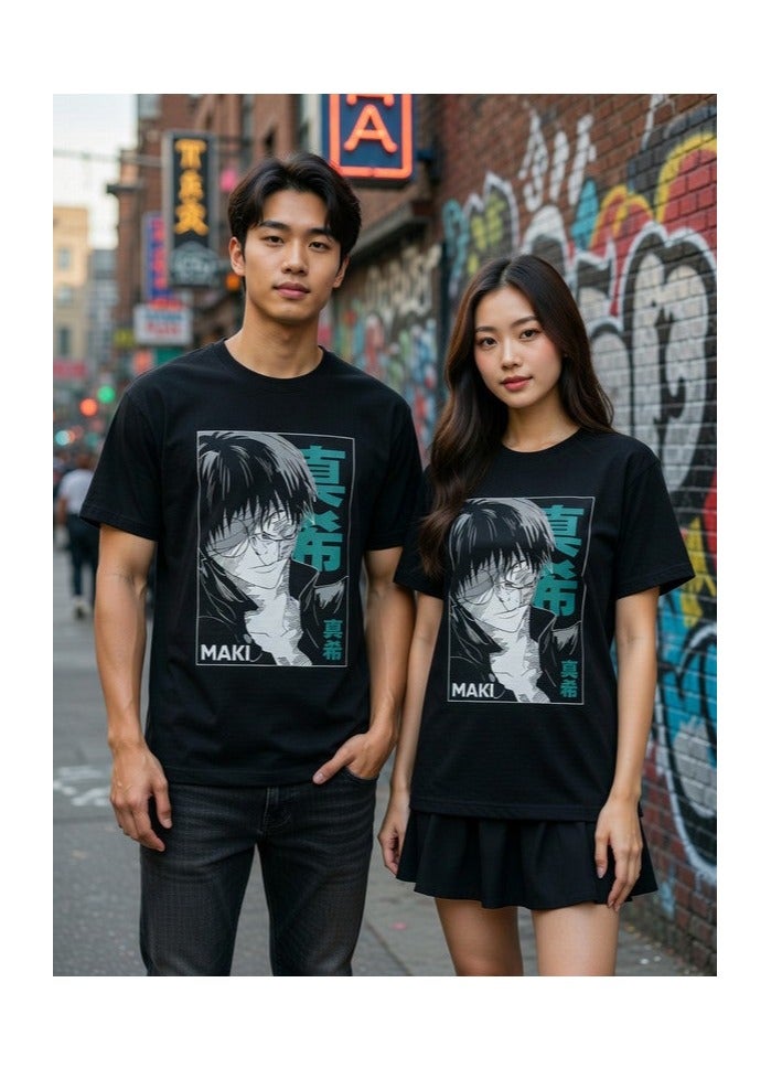 Dirty Lizard 1pc Unisex black t-shirt with Anime print 100% cotton 14 - Image 1
