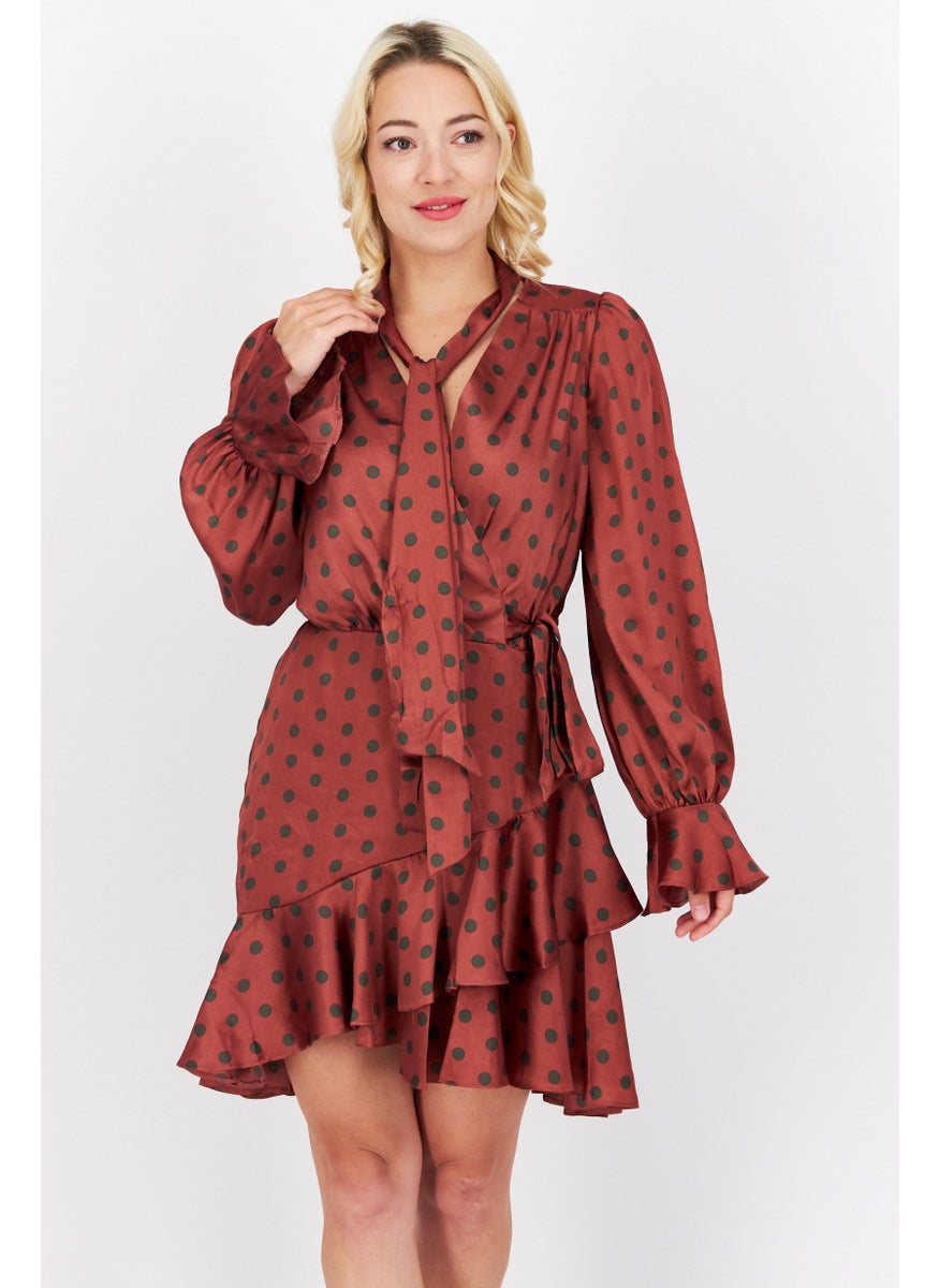 Women Polka Dots Mini Casual Dress, Red - pzsku/Z5021258569B9F25625FCZ/45/_/1727187810/df563d96-51df-4f80-b454-73dc2bf4a36e