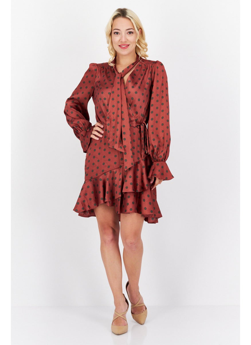 Women Polka Dots Mini Casual Dress, Red - pzsku/Z5021258569B9F25625FCZ/45/_/1727187814/f952666a-3e4c-4f10-ad19-b53e2ff3d180