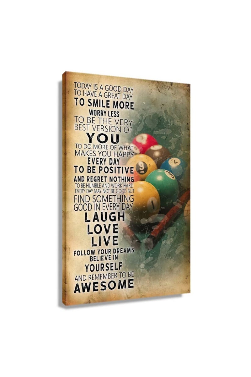 Busmko Vintage Inspirational Quotes Wall Art - Billiard Pool Theme - Image 1