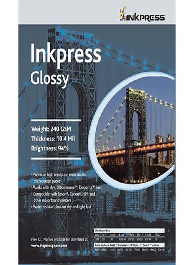 INKPRESS MEDIA Gloss 240 GSM, 10.4 Mil, 94 Percent Bright Paper (#PCUG46100)