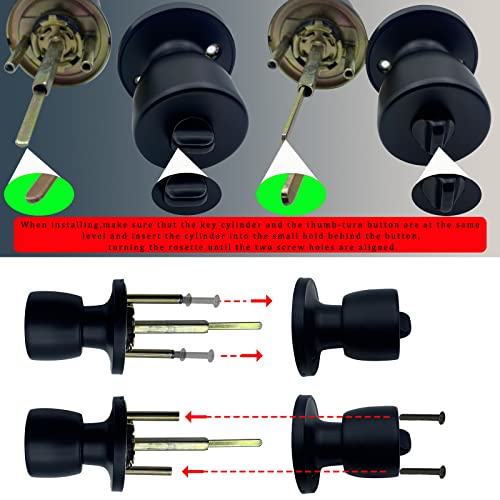JOKO JO.KO Door Knob with Lock and Keyed, Black Matte Round Ball Lock Interior/Exterior Door Knob for Bedroom Or Bathroom/Entry Door Handle - Image 4