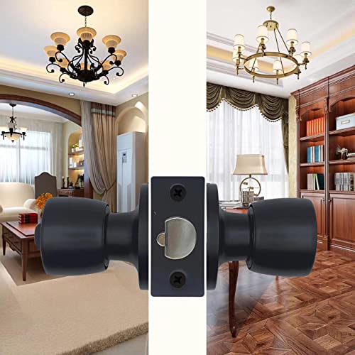 JOKO JO.KO Door Knob with Lock and Keyed, Black Matte Round Ball Lock Interior/Exterior Door Knob for Bedroom Or Bathroom/Entry Door Handle - Image 3