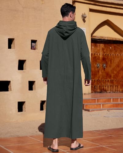 YAOHUOLE Kaftan for Men Button down Muslim Thobe for Men Mens Caftans Big and Tall Dark Gray M - Image 4