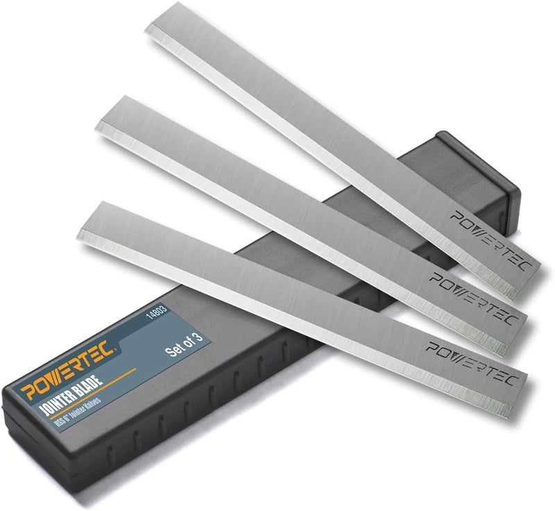 POWERTEC 6 Inch Jointer Blades for Delta 37-190 37-195 37-205 37-220 37-275X Jointer, Replacement for 37-658 Jointer Knives, Set of 3 (148031) - Image 1