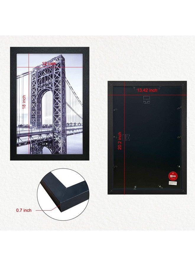 في سي كيه إطارات ملصقات خشبية صلبة مقاس 12 × 18 بوصة من VCK مع إطار صورة معلق على الحائط، مجموعة من 3 قطع باللون الأسود - Image 2