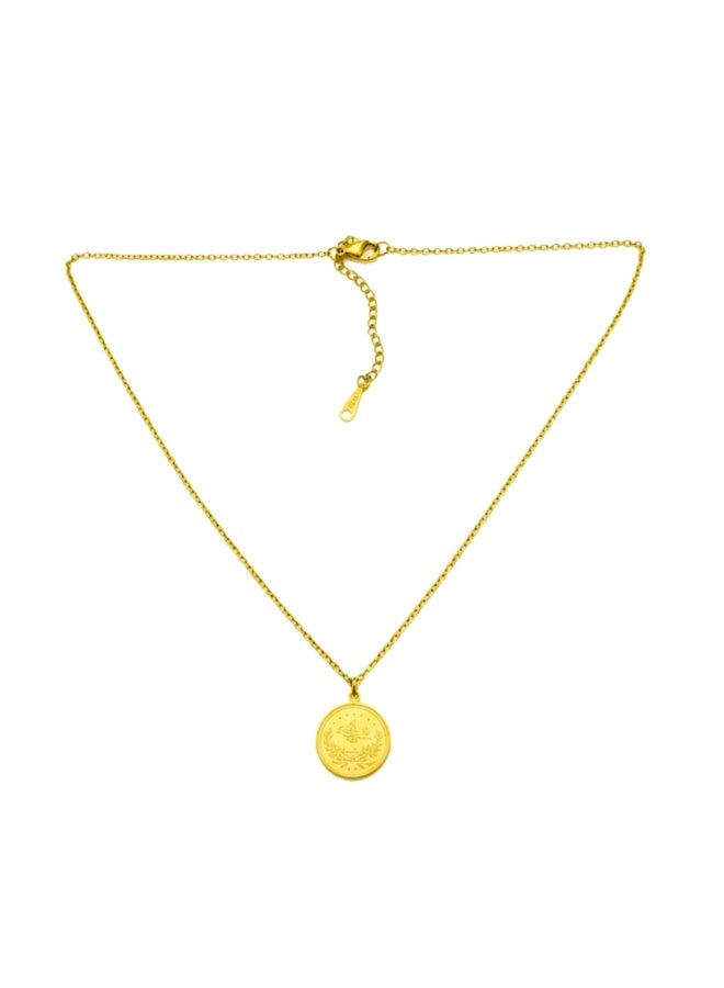 Julia Store Antique 18K Gold Plated Islamic Arabic Coin Trendy Dainty Luxury Non-Tarnish Minimalist Luxury Aesthetic Exquisite Chain Pendant Necklace Jewelry Gift for Women - Image 1