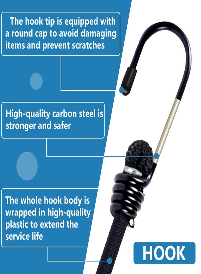 QGEIB Bungee Cords with Hooks 8 Pack Bungee Cords Heavy Duty Outdoor Includes 12 inches,18 inches,24 inches,31 inches for Bundling Items,Fixing Tarps,Tents,and Carrying Luggage (8, Black, Many Sizes) - Image 3