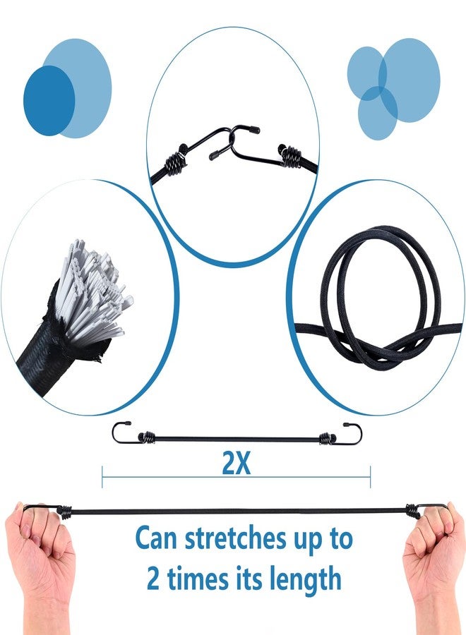 QGEIB Bungee Cords with Hooks 8 Pack Bungee Cords Heavy Duty Outdoor Includes 12 inches,18 inches,24 inches,31 inches for Bundling Items,Fixing Tarps,Tents,and Carrying Luggage (8, Black, Many Sizes) - Image 4