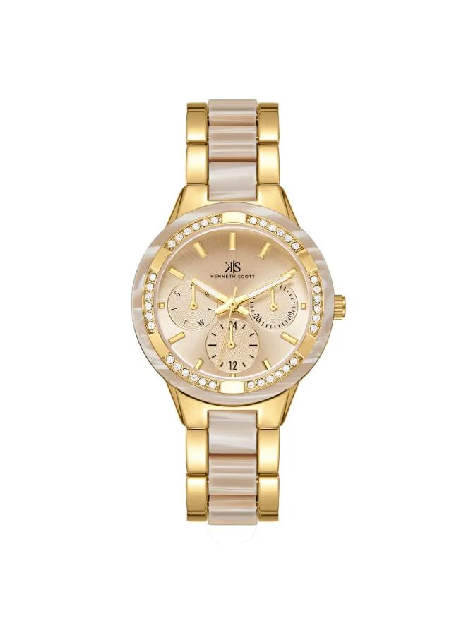 KENNETH SCOTT Women's Alloy and Acetate Plastic Multi Function Watch K24604-GCCI - 10.3 mm