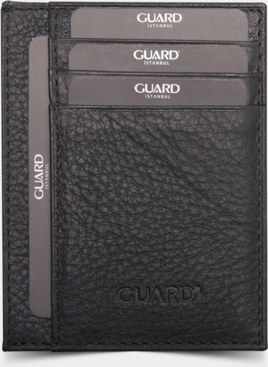 Guard Double Sided Matte Black Leather Card Holder/Business Card Holder  - Image 2