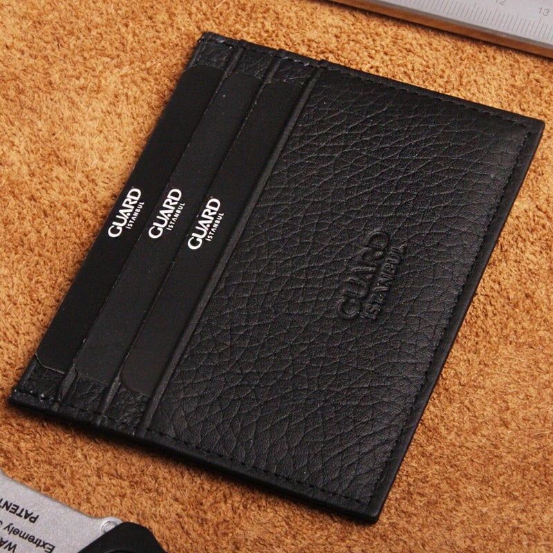 Guard Double Sided Matte Black Leather Card Holder/Business Card Holder  - Image 4