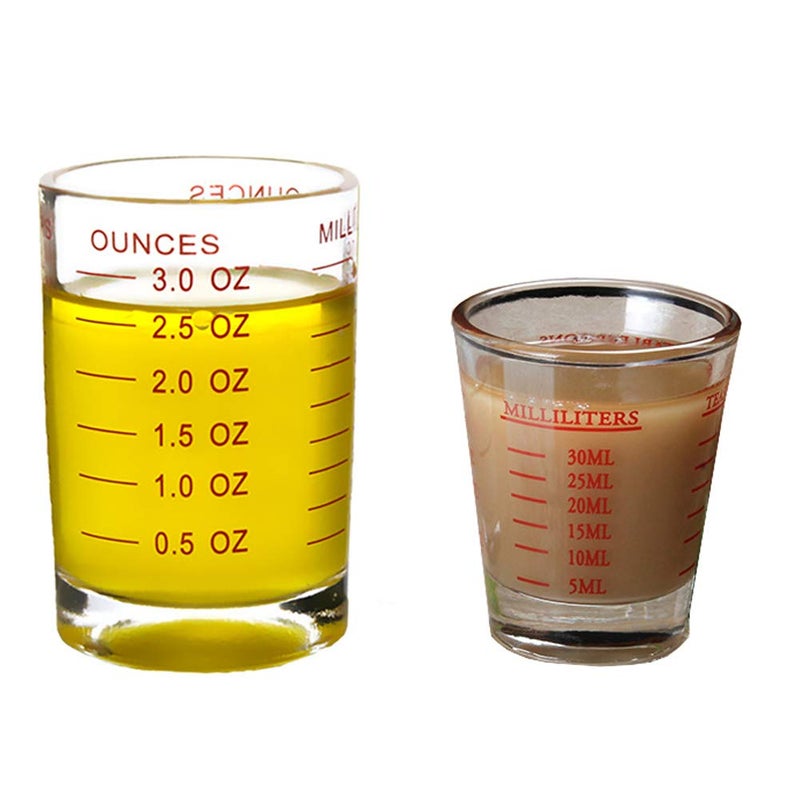 Shot Glass Measuring Cup 3 Ounce90ML Liquid Heavy High Espresso Glass Cup 2 pcs by TIYOORTA Red 90ML 30ML