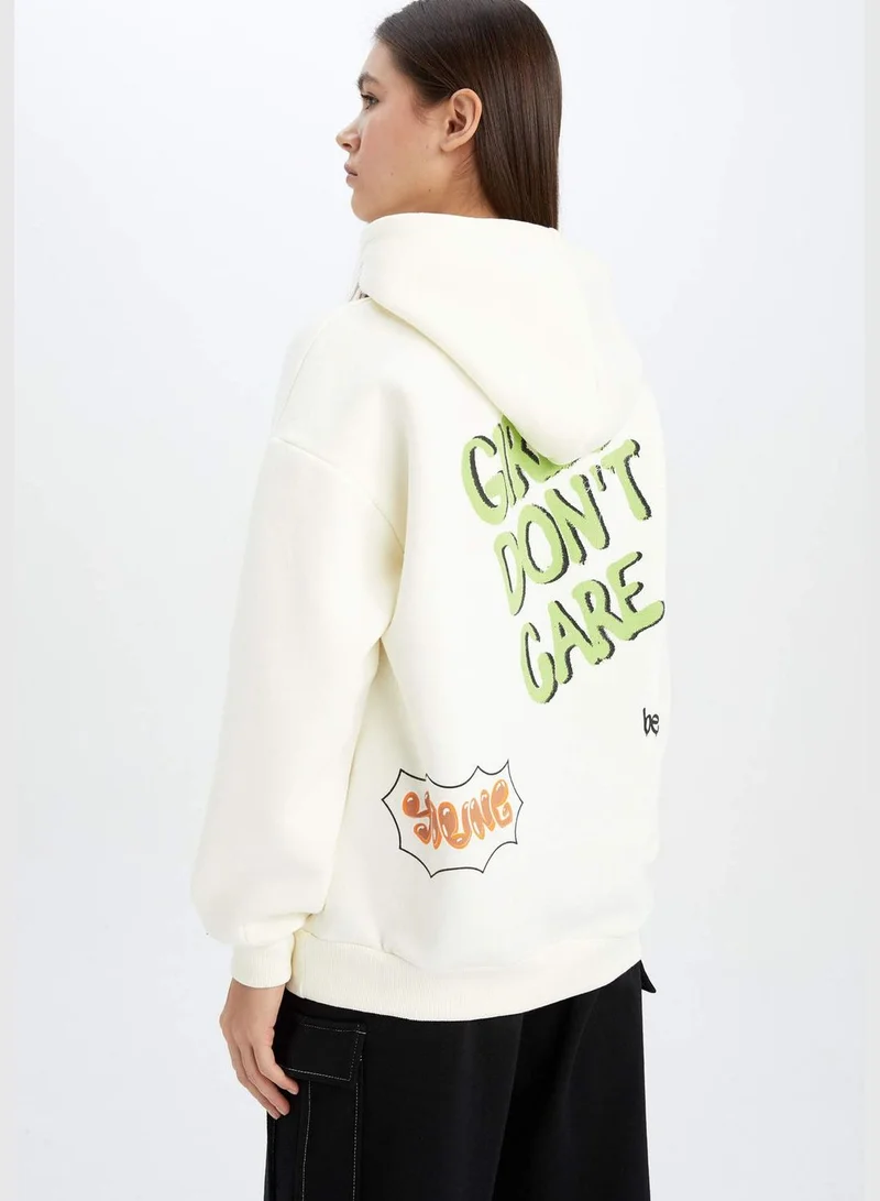 ديفاكتو Woman Oversize Fit Hooded Knitted Sweat Shirt