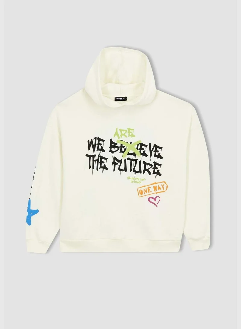 ديفاكتو Woman Oversize Fit Hooded Knitted Sweat Shirt